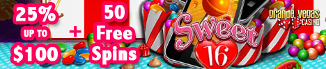 50 Free Spins Sweet 16 RTG Slot