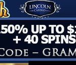 150% up to $150 + 40 Spins on Kanga Cash slot at Lincoln Casino